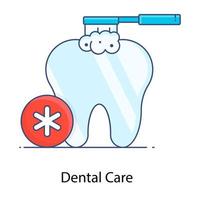 injeção sobre o dente, vetor de contorno plano de odontologia