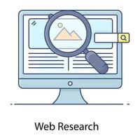 ícone de contorno plano de pesquisa na web, pesquisa gráfica vetor