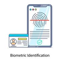 ícone de contorno plano de identificação biométrica, aplicativo móvel vetor