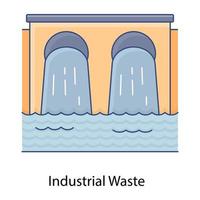 ícone de contorno plano de resíduos industriais, drenagem vetor