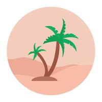 palmeiras em uma terra representando lugar tropical em ícone plano vetor