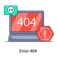 página não encontrada, design de vetor de contorno plano conceitual de erro 404