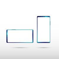 Smartphone isolado moderno no fundo branco, cor azul da meia-noite perfeita no modelo do telefone celular. Vetor