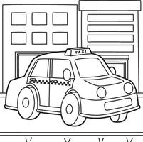 desenho de táxi para colorir crianças vetor