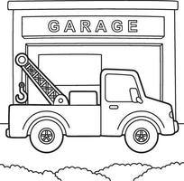 página para colorir de caminhão de reboque para crianças vetor