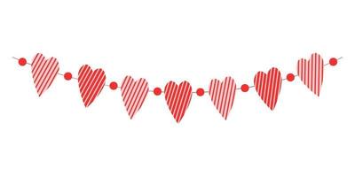 bandeirinha de coração. guirlanda para festa de dia dos namorados, casamento, encontro romântico. decoração para banners, cartões e convites vetor
