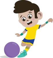 criança pré-escolar do jardim de infância vestida como jogador de futebol profissional vetor