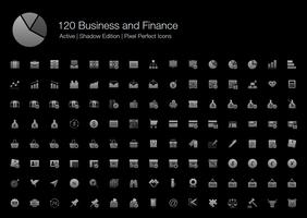 120 Negócios e Finanças Pixel Perfect Icons (Preenchido Style Shadow Edition). vetor