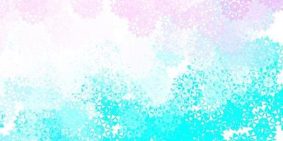 textura vector rosa, azul claro com flocos de neve brilhantes.