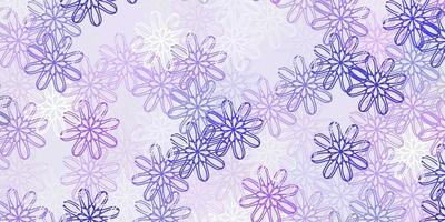 fundo do doodle do vetor roxo claro com flores.