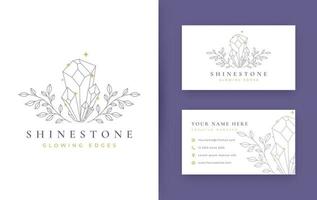 floral com design de logotipo mínimo de joias com cartão de visita vetor