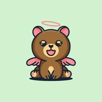 urso anjo bonito logotipo vetor