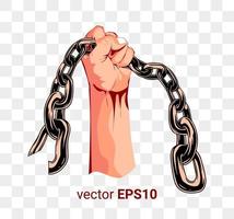ilustração de imagem vetorial de uma mão segurando uma corrente de símbolo de liberdade vetor