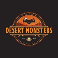 logotipo vintage do monstro do deserto vetor