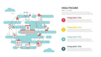 conceito de saúde para banner de modelo infográfico com informações de lista de quatro pontos vetor