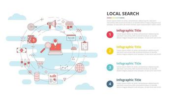 conceito de pesquisa local para banner de modelo infográfico com informações de lista de quatro pontos vetor