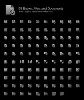 98 Livros, arquivos e documentos Pixel Perfect Icons (Preenchido Style Shadow Edition). vetor