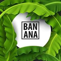 banner de folhas de bananeira, folha tropical verde, realista e com aparência fresca. ilustração vetorial vetor