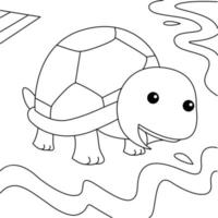 doodle de tartaruga para colorir para crianças vetor
