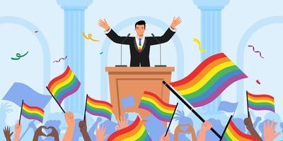 feliz mês do orgulho lbgtq conceito. mês do orgulho com bandeira do arco-íris. vetor