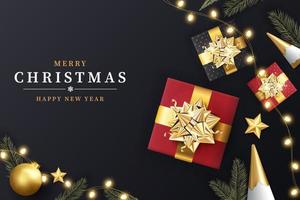 modelo de banner de feliz natal de vetor de estoque com decoração festiva para natal-01