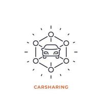 ícone de carsharing, estilo de linha mono vetor