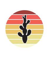 modelo de design retro sunset catus vetor