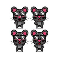 coleção de conjuntos de mouse de verão bonito. ilustração vetorial mascote de personagem de desenho animado estilo simples. isolado no fundo branco. conceito de pacote de ideia de logotipo de mascote de rato de personagem fofo vetor