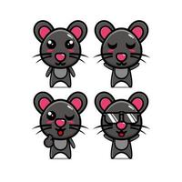 coleção de conjunto de mouse bonito. ilustração vetorial mouse mascote personagem dos desenhos animados de estilo simples. isolado no fundo branco. conceito de pacote de ideia de logotipo de mascote de rato de personagem fofo vetor