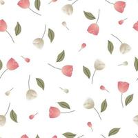 padrão de tulipa vector fundo floral sem costura com folhas belo design usado para estampas de moda, ilustrações de papel de parede, tecidos, têxteis