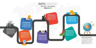 modelo de design de infográficos de negócios de linha do tempo com conjunto de ícones de investimento. vetor