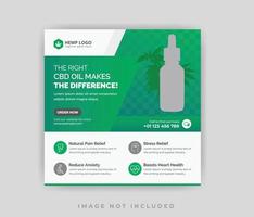 produto limpo de cannabis cbd óleo de cânhamo post de mídia social ou modelo de banner da web vetor