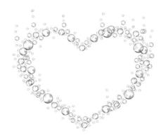 moldura de bolhas efervescentes em forma de coração. espuma de sabão isolada no fundo branco. ilustração vetorial realista. símbolo dos namorados e amor vetor