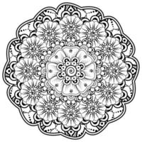 flor mehndi para henna, mehndi, tatuagem, decoração. ornamento decorativo em estilo oriental étnico, ornamento de doodle, desenho de mão de contorno. página do livro para colorir. vetor