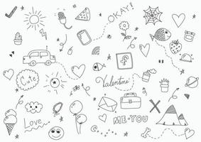 arte de design de desenho abstrato doodle do modelo de decoração do dia dos namorados. estilo de desenho de fundo de festa à mão livre. vetor