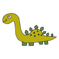 dinossauro linear doodle dos desenhos animados, estegossauro isolado no fundo branco. vetor