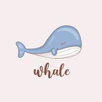 ilustração colorida de baleia desenhada à mão vetor