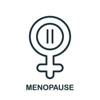ícone de linha de menopausa. símbolo do período da menopausa. ícone de linha de gênero feminino com pausa menstrual. estilo de ícone plano. ilustração vetorial. vetor