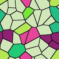 padrão de polígono de mosaico de vitrais rosa verde vetor
