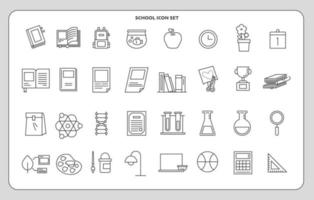 conjunto de ícones de classe escolar de linha preta. ilustração em vetor estilo design plano.