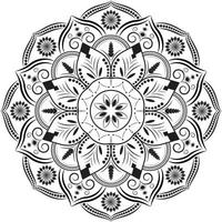 design de mandala floral preto e branco de luxo, mandala decorativa vetor