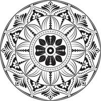 elegante arte vetorial mandala de círculos florais preto e branco vetor