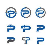 letra p logotipo de encanamento vetor