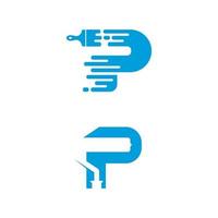 p logotipo de pincel vetor