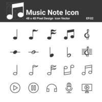 vetor de ícones de notas musicais, conjunto simples de design perfeito de símbolo para uso no relatório de logotipo de infográficos do site, ilustração vetorial