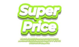 texto de promoção de desconto de venda super preço 3d verde vetor