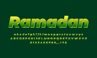 design de efeito de texto verde ramadan kareem vetor