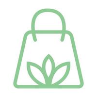 linha de sacolas de compras com design de vetor de ícone de logotipo verde folha