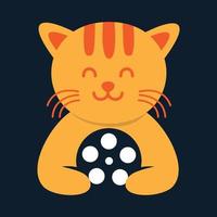 animais de estimação gato gatinho gatinho com design de ícone de vetor de logotipo fofo de filme