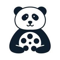 animal panda feliz fofo com design de ícone de vetor de logotipo de filme